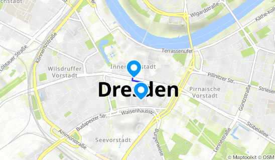 Kartenausschnitt Kreuzkirche Dresden